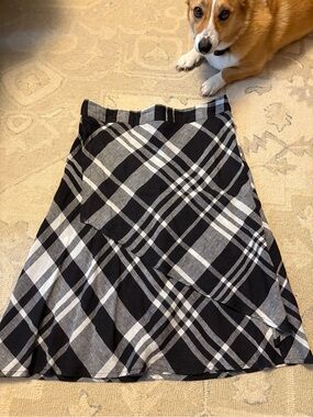 Flax Black & White Plaid A-Line Skirt